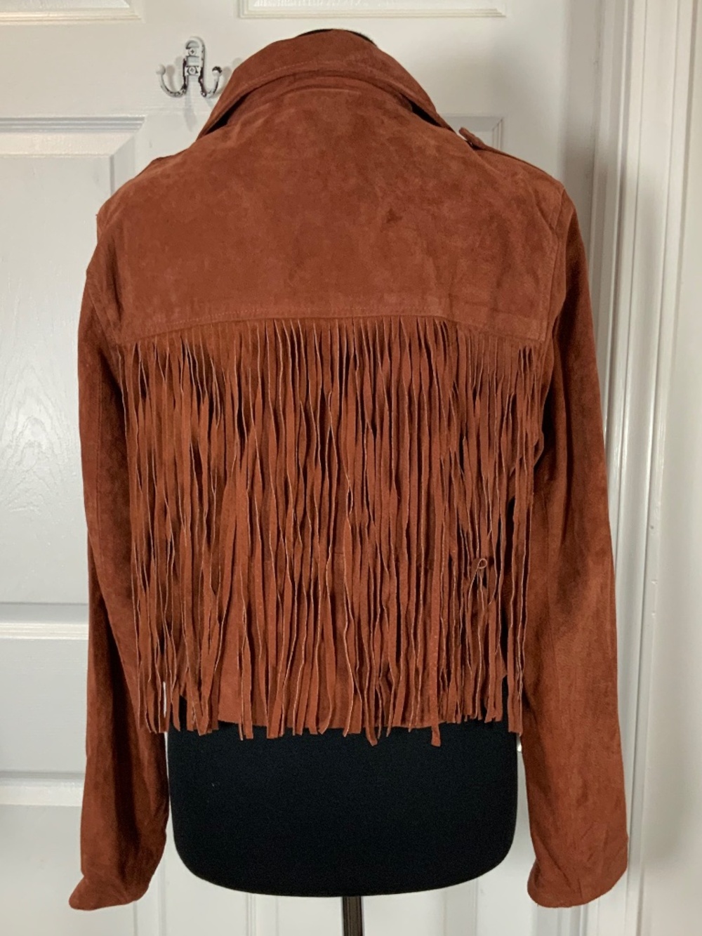 Blank NYC Rust Suede Leather Fringe Moto Biker Western Jacket Size Large Boho - Picture 6 of 10